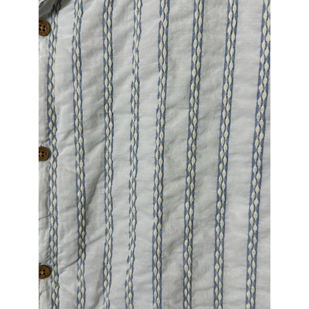 Ben Sherman Blue Short Sleeve Vertical Stripe Textured Finish Button Down SZ XL - Picture 4 of 4